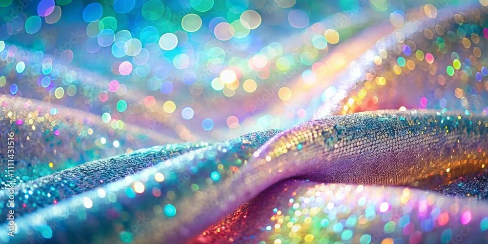 Close-up of Iridescent Fabric with Pastel Rainbow Glitter and Abstract Bokeh Background for Texture Wallpaper Use, Ideal for Creative Projects and Design Inspiration Close-up of Iridescent Fabric with Pastel Rainbow Glitter and Abstract Bokeh Background for Texture Wallpaper Use, Ideal for Creative Projects and Design Inspiration