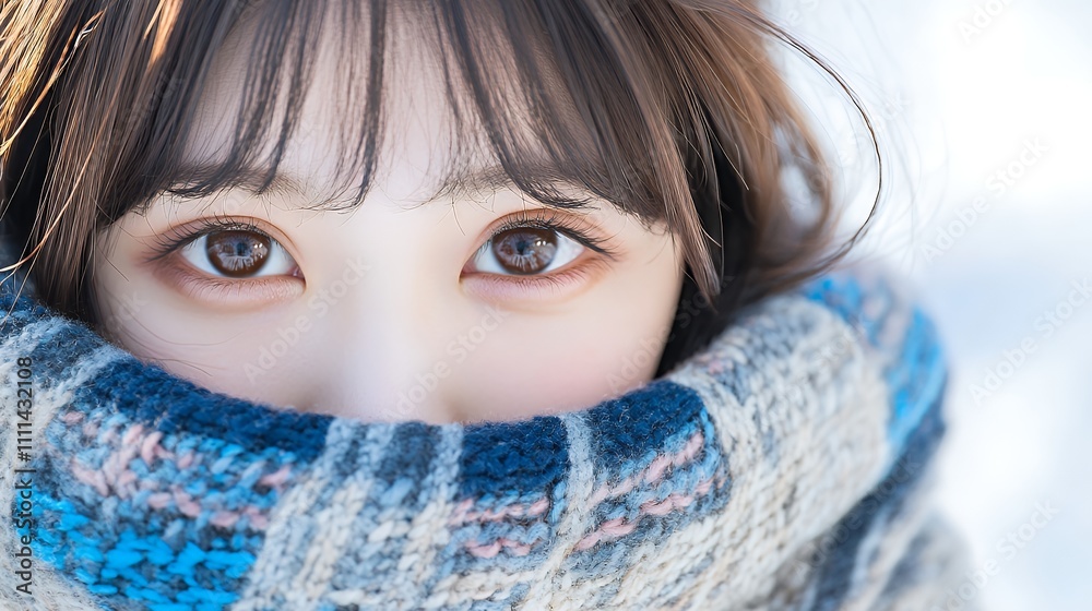 マフラーと日本人女性 マフラーと日本人女性