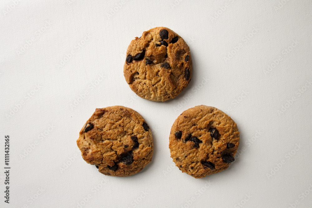 Chocolate chip cookies on white background Chocolate chip cookies on white background