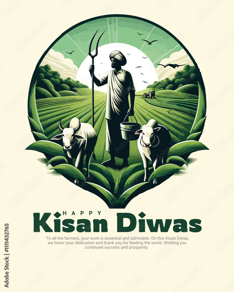 Fototapeta premium Kisan diwas and National Farmers Day with Khedut day celebration social media post template banner