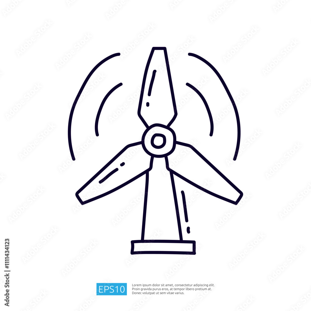 A simple line drawing of a wind turbine, illustrating renewable energy and sustainable technology. A simple line drawing of a wind turbine, illustrating renewable energy and sustainable technology.
