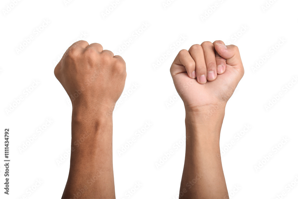 Set of Male clenched fist, isolated on a white background. Man hand with a fist Set of Male clenched fist, isolated on a white background. Man hand with a fist