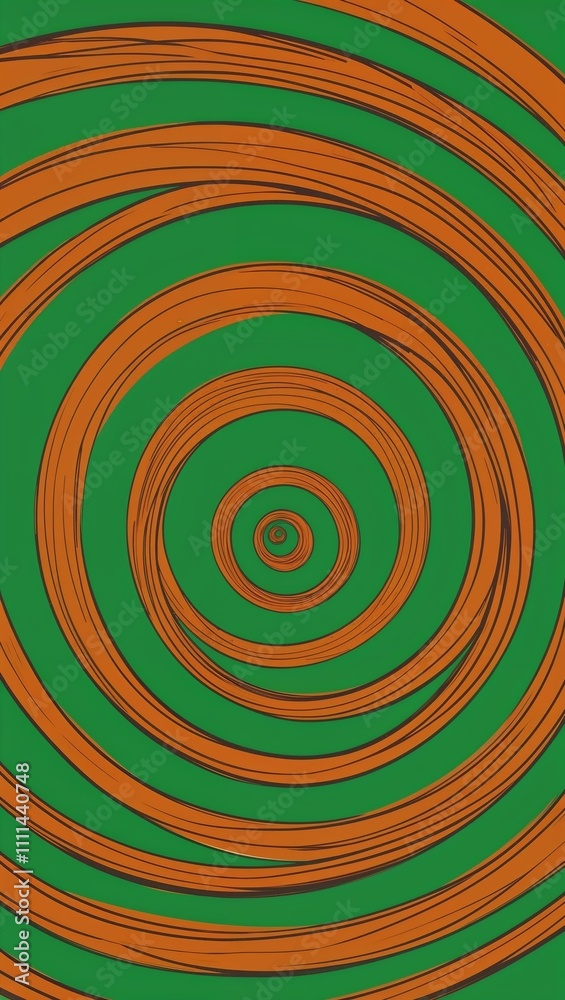 Brown Spiral pattern hand drawn design on Green background illustration Brown Spiral pattern hand drawn design on Green background illustration