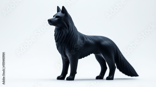 Black dog figurine on white isolated background photo