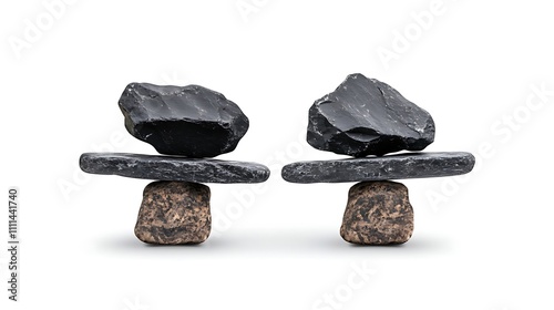 Balanced Stone Sculptures: A Modern Minimalist Artwork AI Generated photo