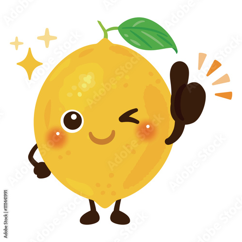 グッドサインを出すレモンのキャラクターイラスト