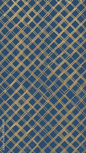 Gold Diamond pattern hand drawn design on Blue background illustration