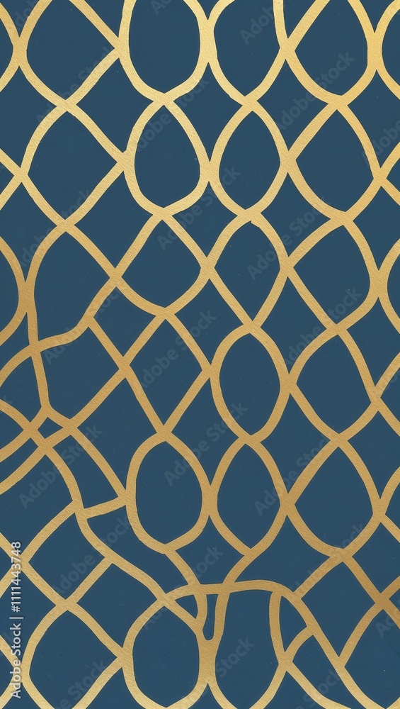 Fototapeta premium Gold Rectangle pattern hand drawn design on Brown background illustration