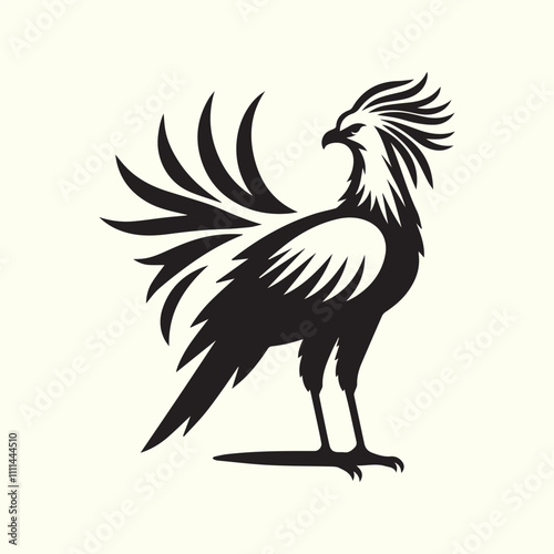 illustration of a bird, black Secretary bird logo vector, Secretary bird silhouette vector illustration design.