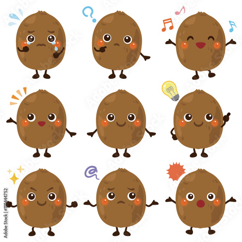 表情別キウイのキャラクターセット