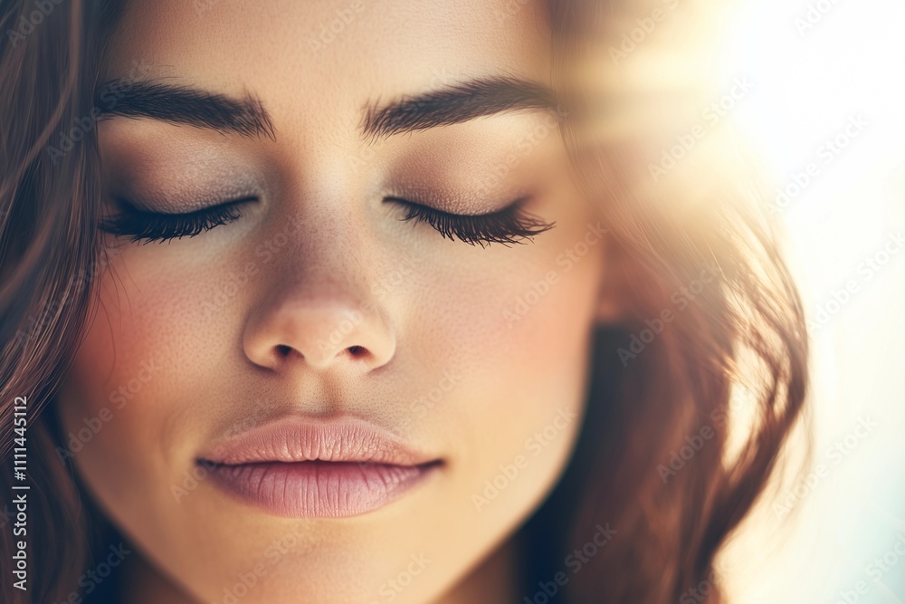 Fototapeta premium Serene Portrait of a Woman in Soft Sunlight