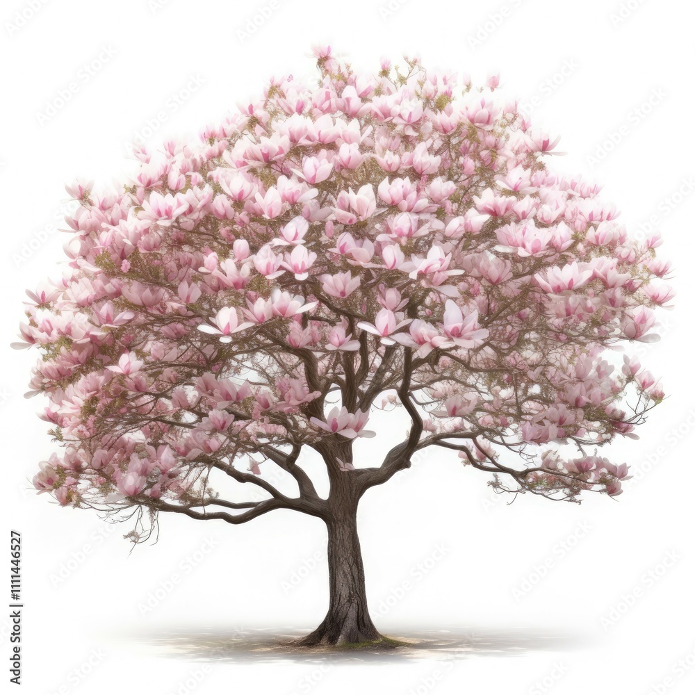 Pink magnolia tree in full bloom. Pink magnolia tree in full bloom.