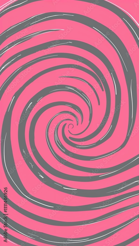 Gray Spiral pattern hand drawn design on Pink background illustration
