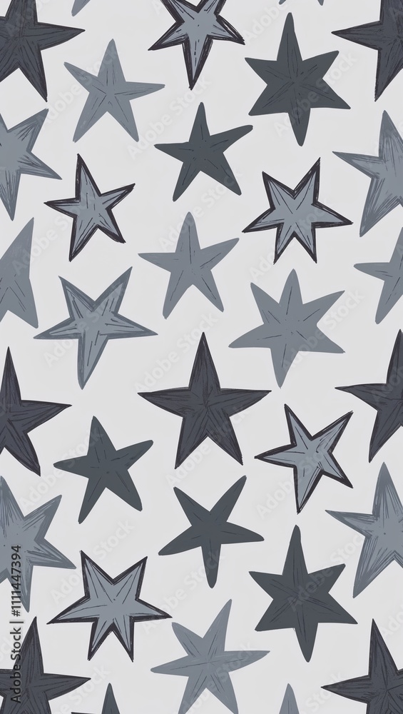 Gray Star pattern hand drawn design on White background illustration Gray Star pattern hand drawn design on White background illustration