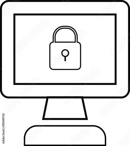 Padlock inside monitor denoting concept icon of computer security

