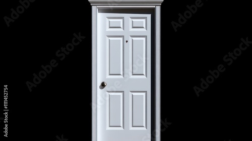 white door isolated on black background. 
