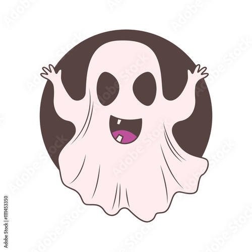 Cute Scary Horrible Ghost Horror Cartoon Character Wearing White Cloth