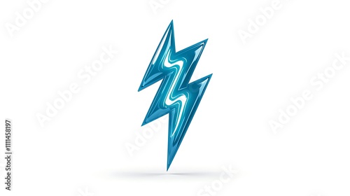 Blue Glossy Lightning Bolt Energy Power Icon Symbol