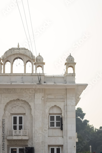 Gurdwara Bangla Sahib is the most prominent Sikh Gurudwara, Bangla Sahib Gurudwara inside view during evening time in New Delhi, India, Sikh Community one of the famous gurudwara Bangla Sahib