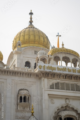 Gurdwara Bangla Sahib is the most prominent Sikh Gurudwara, Bangla Sahib Gurudwara inside view during evening time in New Delhi, India, Sikh Community one of the famous gurudwara Bangla Sahib photo