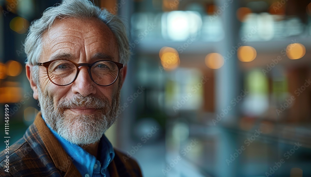 senior mature successful businessman consultant portrait looking at camera and smiling inside modern office building senior mature successful businessman consultant portrait looking at camera and smiling inside modern office building