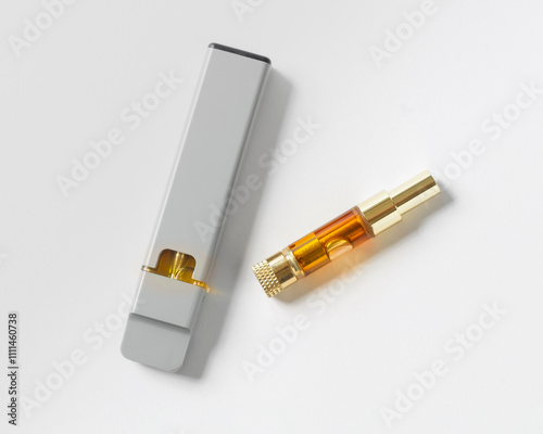 Картината върху платно Cannabis oil cartridge on white background