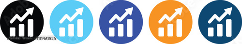 Analytics growth chart icon set. Growing analytics graph icon. Diagram up icon with arrow. statistics web icons
