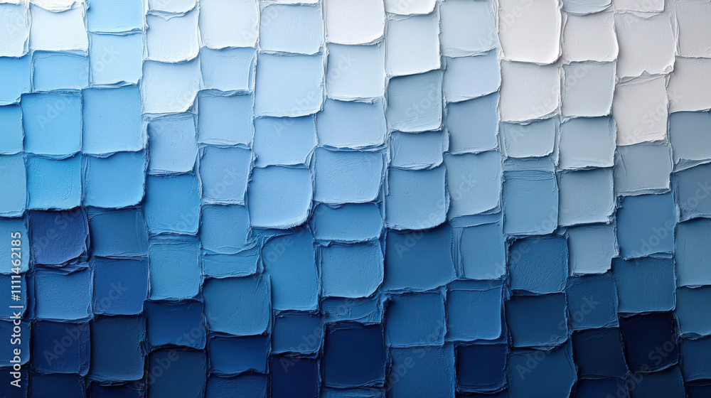 Fototapeta premium Textured blue gradient background with layered paint squares