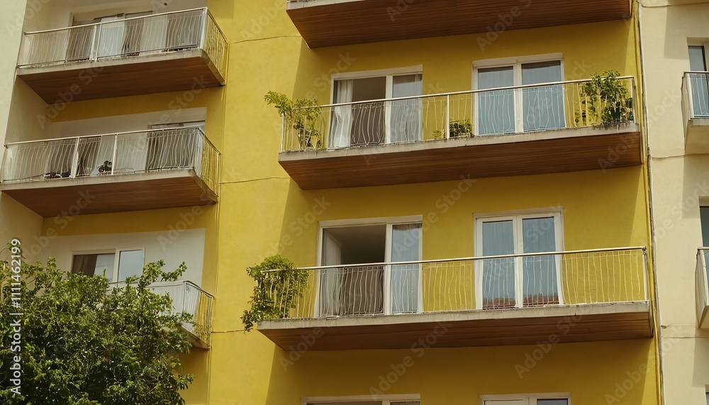 Fototapeta premium Elegant Featuring Modern apartment building with balconies 6