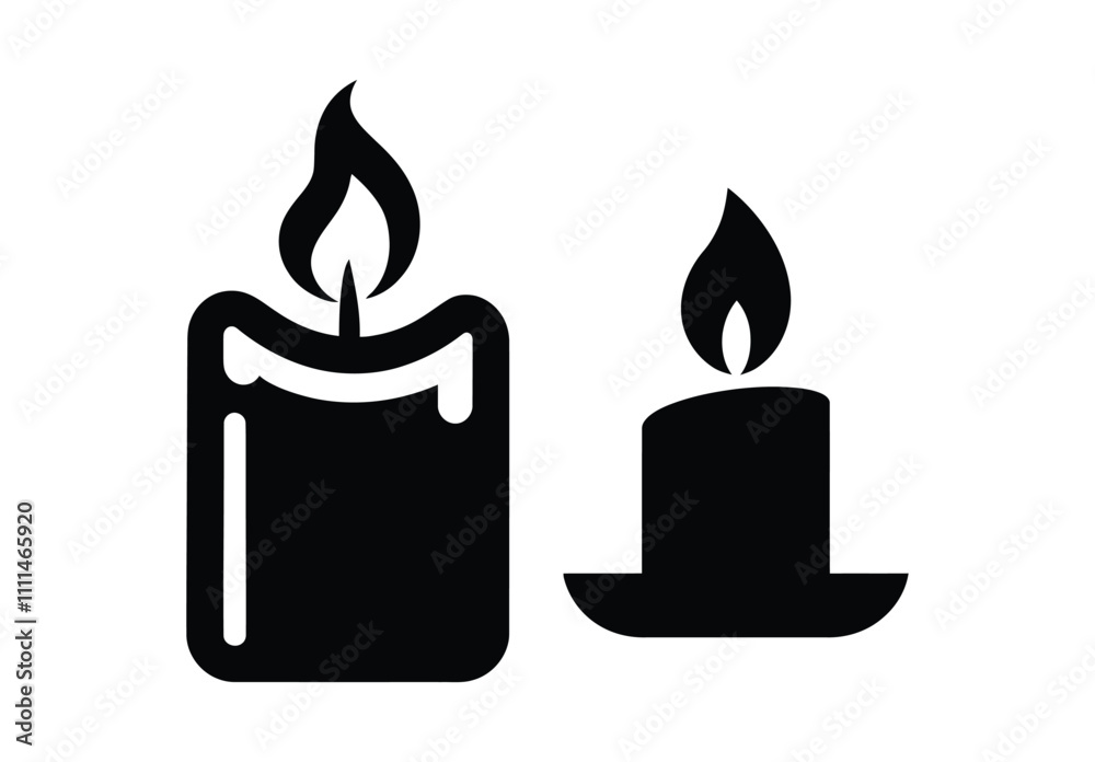 Simple Candle with Flame Silhouette Vector Template Simple Candle with Flame Silhouette Vector Template