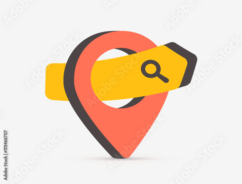 Local search with pin, search bar and navigation icons. Location-based services, online maps, SEO, business listings and nearby searches in modern flat design vector illustration
