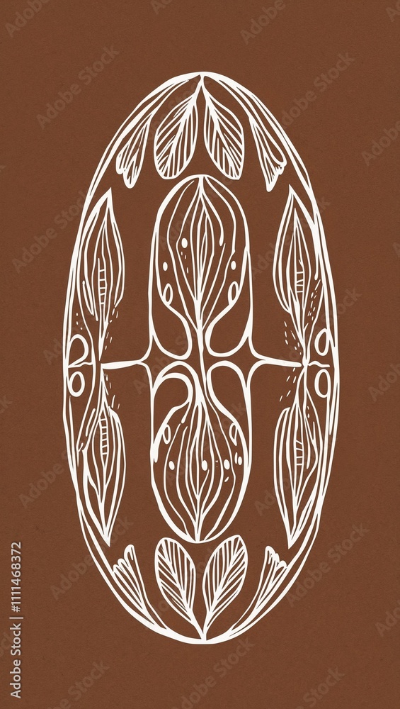 White Oval pattern hand drawn design on Brown background illustration White Oval pattern hand drawn design on Brown background illustration