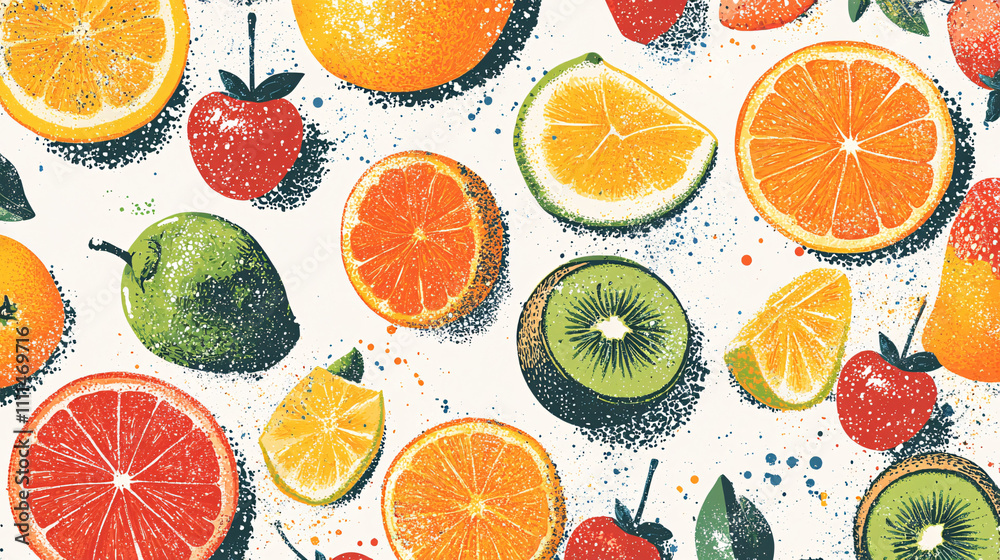 A vibrant array of assorted fruits including oranges, strawberries, limes, and kiwis, set against a light background, evoking freshness and health. A vibrant array of assorted fruits including oranges, strawberries, limes, and kiwis, set against a light background, evoking freshness and health.