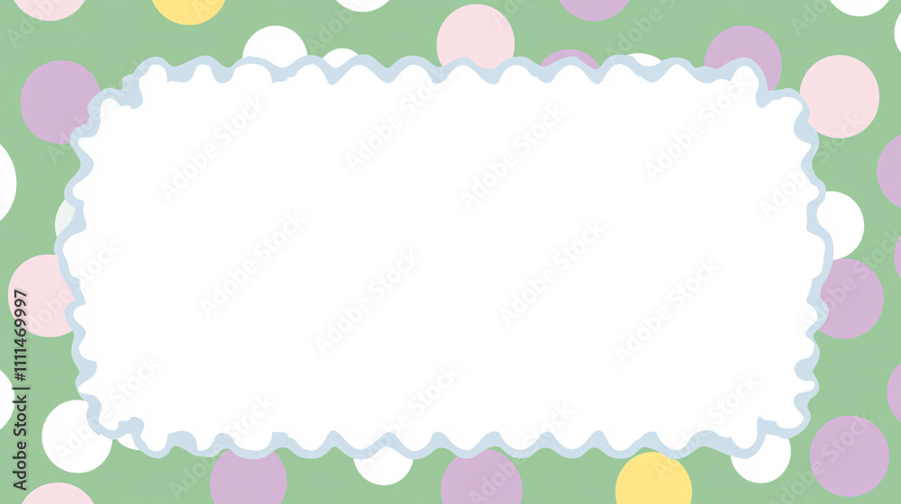 A playful, pastel-themed blank template with colorful dots on a green background, perfect for invitations or announcements. A playful, pastel-themed blank template with colorful dots on a green background, perfect for invitations or announcements.
