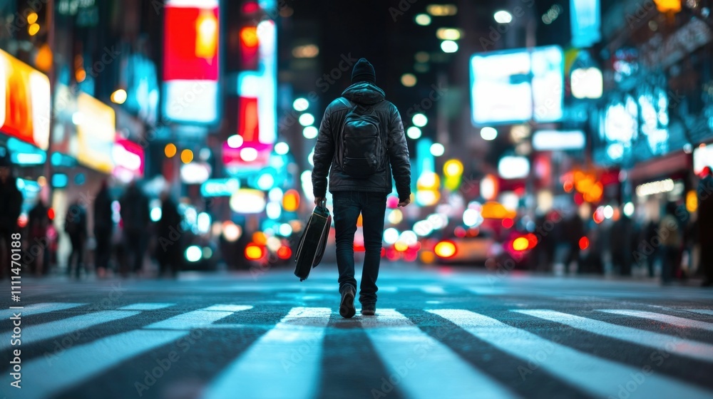 Bustling pedestrian crossing in the heart of the city alive with vibrant neon lights diverse crowds and dynamic street performers Bustling pedestrian crossing in the heart of the city alive with vibrant neon lights diverse crowds and dynamic street performers