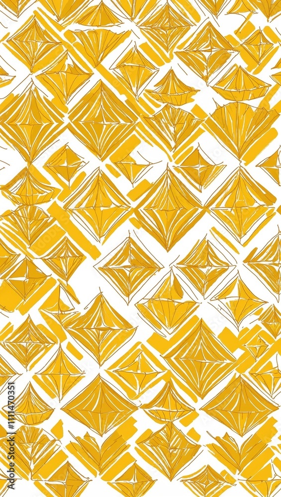 Yellow Diamond pattern hand drawn design on White background illustration Yellow Diamond pattern hand drawn design on White background illustration