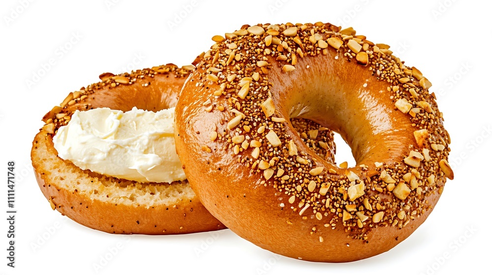 Delicious Bagels with Cream Cheese and Toppings Delicious Bagels with Cream Cheese and Toppings