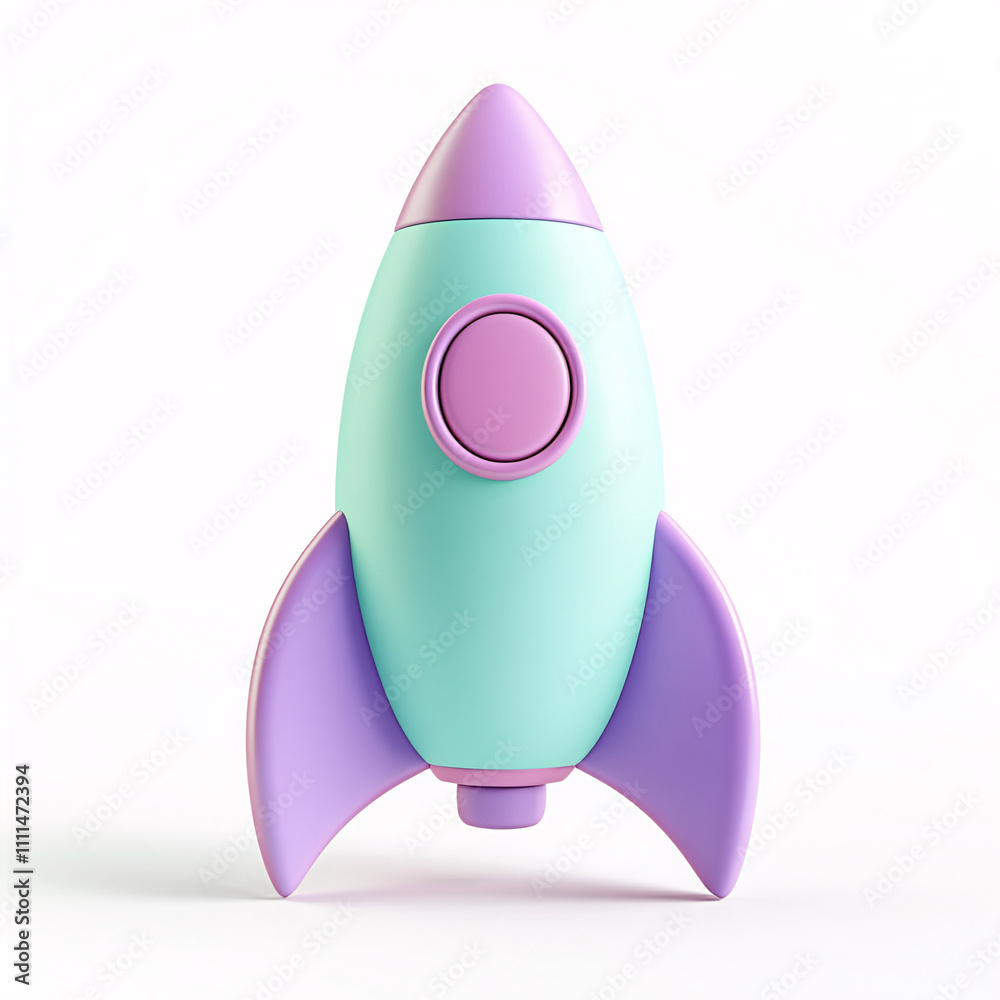 A colorful toy rocket with a mint green body and purple accents, designed for imaginative play and exploration. A colorful toy rocket with a mint green body and purple accents, designed for imaginative play and exploration.