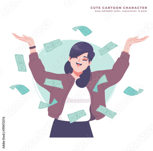rich woman with money