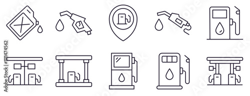  Gas station icons set vector. editable