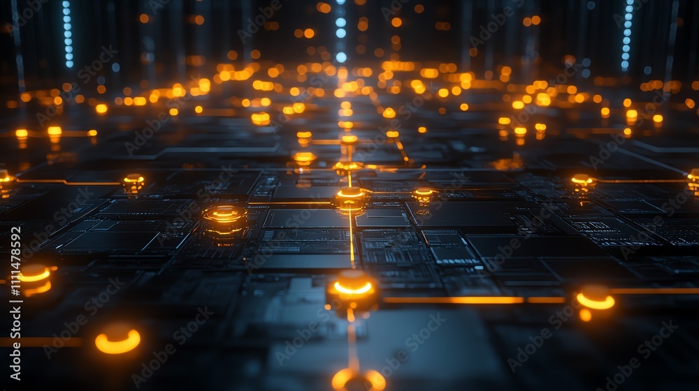 Blockchain grid, symbolizing transparency, focus on security, ethereal Composite in a server center Blockchain grid, symbolizing transparency, focus on security, ethereal Composite in a server center