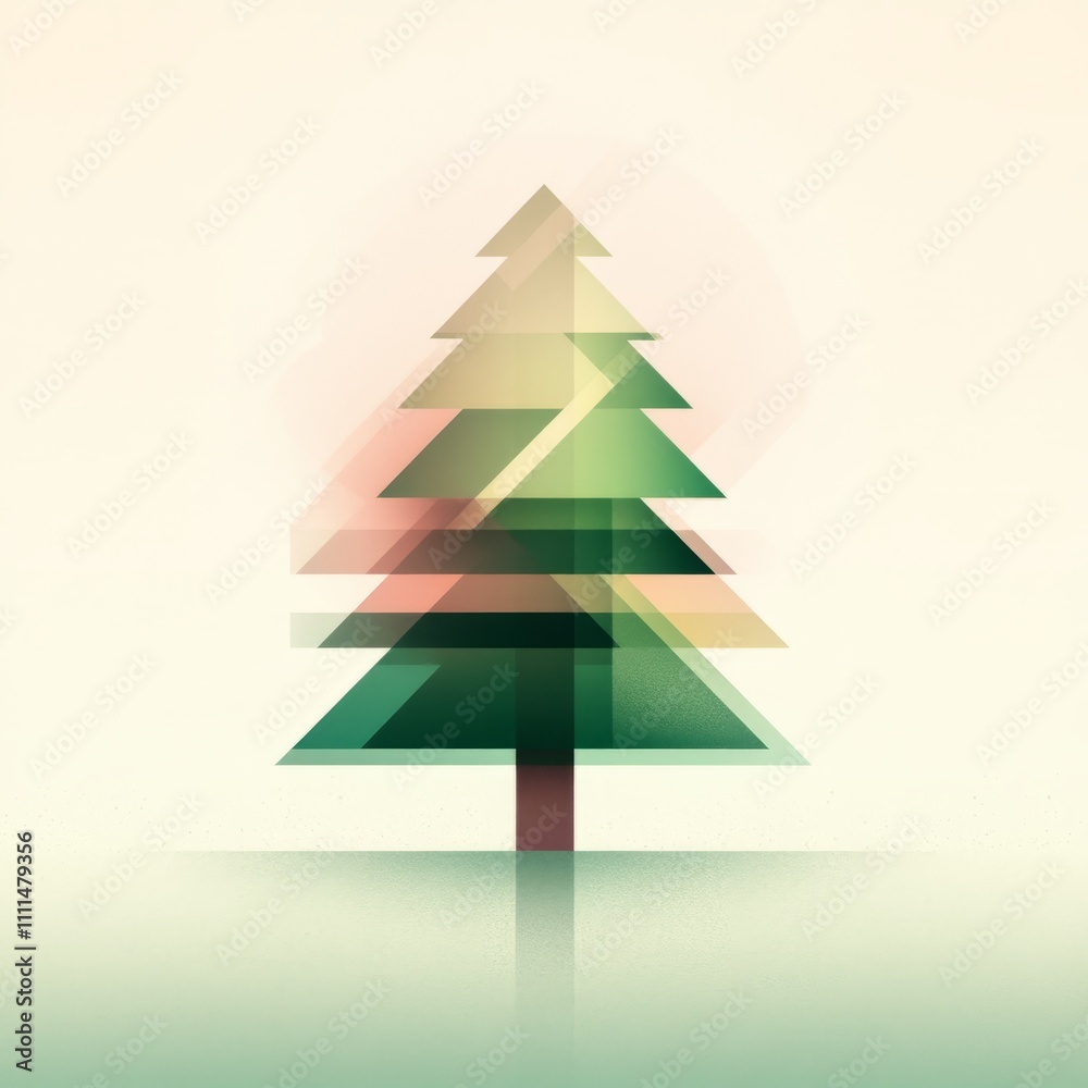 Abstract geometric Christmas tree design with pastel colors and reflection. Abstract geometric Christmas tree design with pastel colors and reflection.