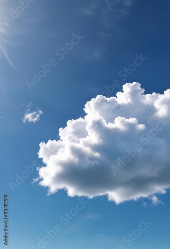 A single white cloud floating lazily against the bright blue clear sunny sky , sunny sky, soft focus, clear blue