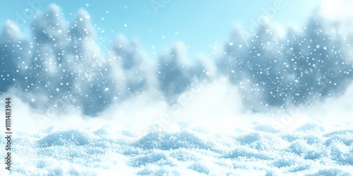 Snowy Winter Wonderland with Falling Snowflakes and Soft White Clouds in Blue Sky Capturing the Essence of Cold Seasonal Weather and Serene Natural Beauty