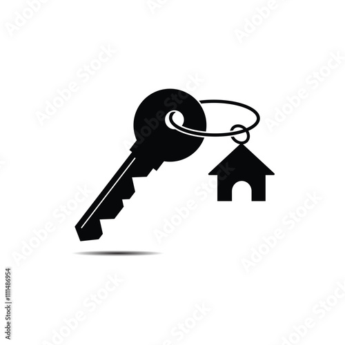 House key icon. Real estate symbol. Rent symbol. Mortgage sign. Residential property isolated illustration. Home key pictogram. Realtor service logo. Apartment colored icon set.