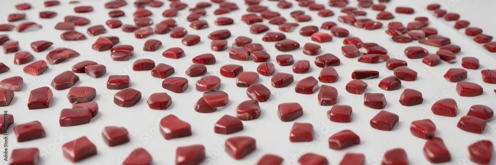 A box of red chocolates on a plain white surface , gift wrap, colorful A box of red chocolates on a plain white surface , gift wrap, colorful