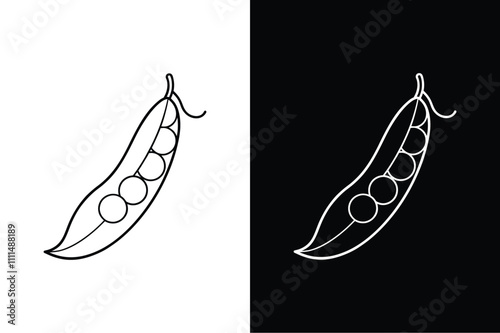 Single Line Peas Illustration. Beans and Green Peas Outline Icon