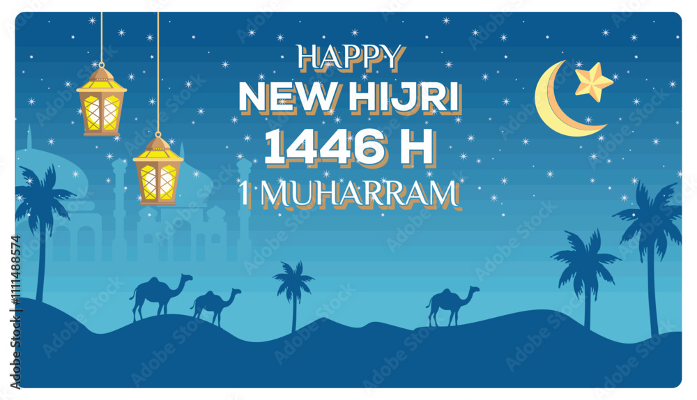 Islamic New Year celebration with a beautiful background. Islamic New Year celebration with a beautiful background.