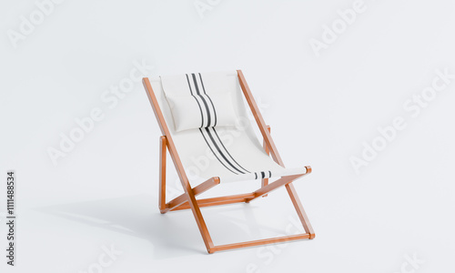 Obraz na plátne 3d render of isolated deck chair or foldable sun lounger for beach or outdoor