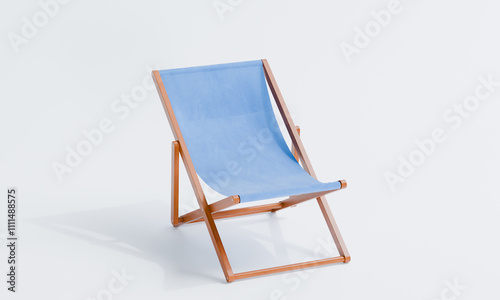 3d render of isolated deck chair or foldable sun lounger for beach or outdoor